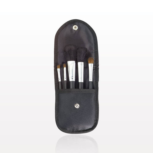 5-Piece Brush Set with Snap Front Case, Black